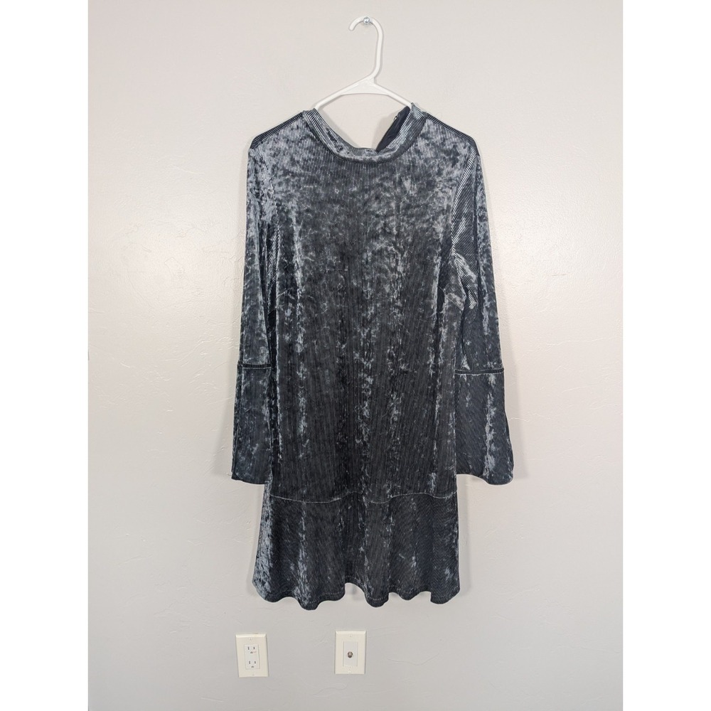 ABS Collection Women Dress Velour Velvet Whimsygoth Vamp Bell‎ sleeves Mock Neck